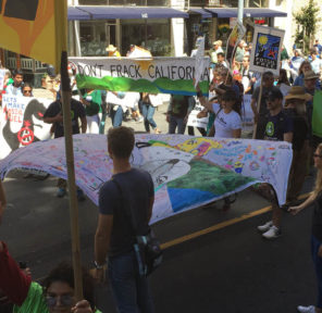 San Francisco Climate March - Mural and Parachutes at City Hall